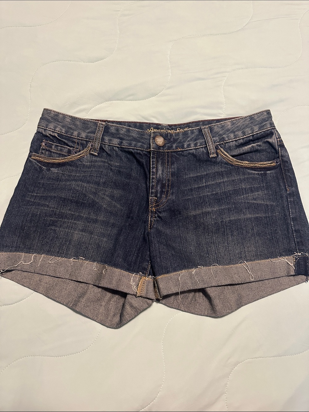 American Eagle Outfitters Dark Indigo Cuffed Denim Shorts